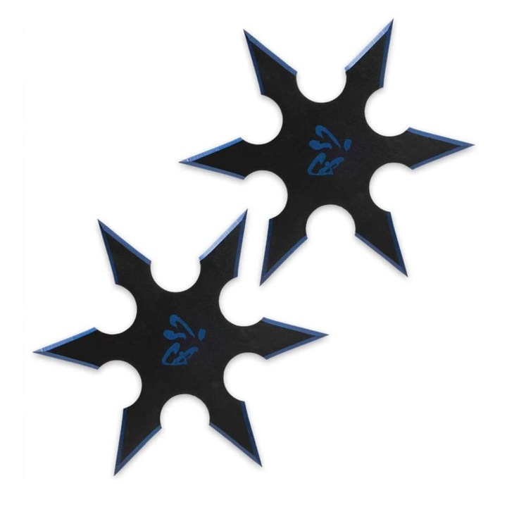 Set de doua stele ninja United Cutlery On Target din inox, shuriken, 6 colturi gata ascutite, toc de pastrare prindere la centura