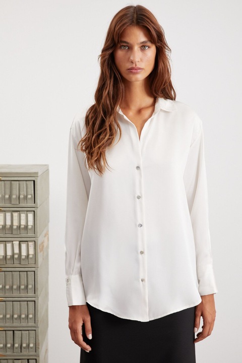 GRIMELANGE, Camasa relaxed fit cu maneci cazute, Alb, S