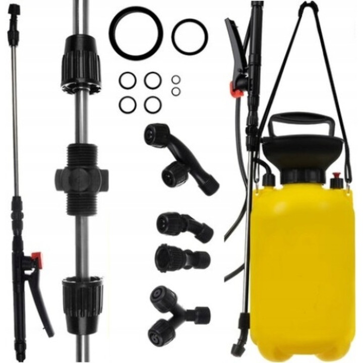 Aparat de stropit gradina, 4 duze, telescop 40-70cm, capacitate 5l, multicolor, 16x16x42cm