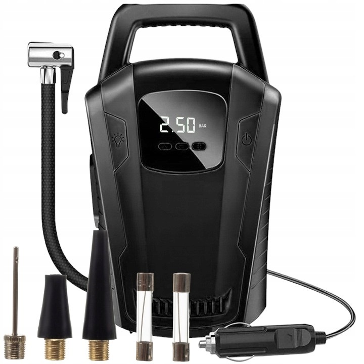 Compresor auto universal 12V, LCD, multifunctional, portabil, cu lampa LED