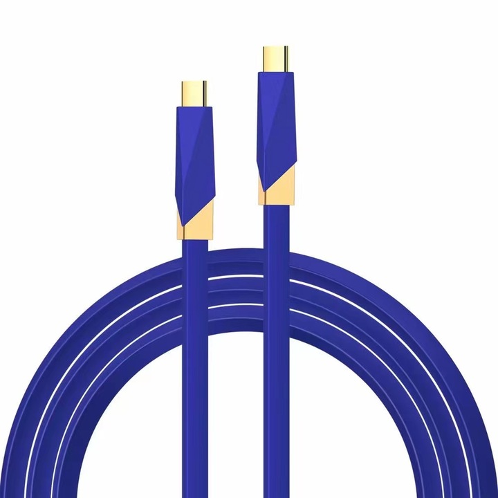 Cablu de date USB-C 6A, Transfer Date, Incarcare PD 240W laptop, Monitor, Telefon, Camera foto, Compatibil Samsung, Iphone si Alte Modele Android, Albastru Silicon Premium, 1.6m