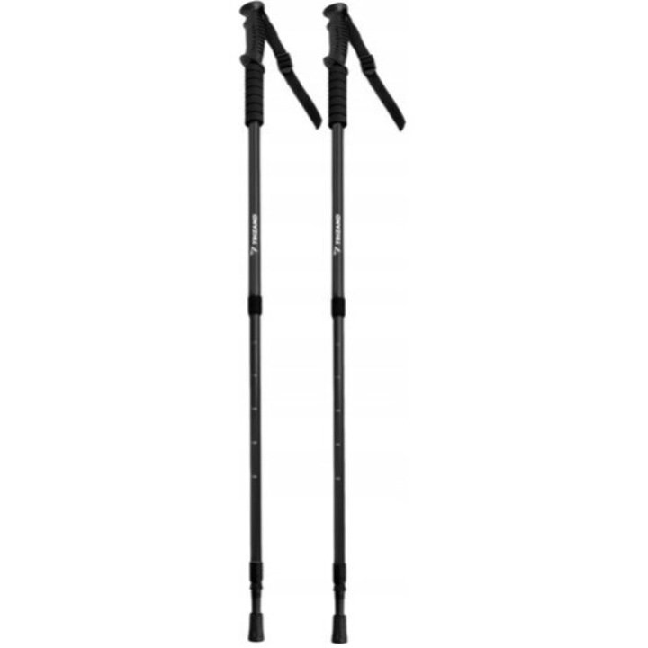 Set 2 Bete trekking, Aluminiu, Reglabile, Telescopice, 65-140 cm, Negru
