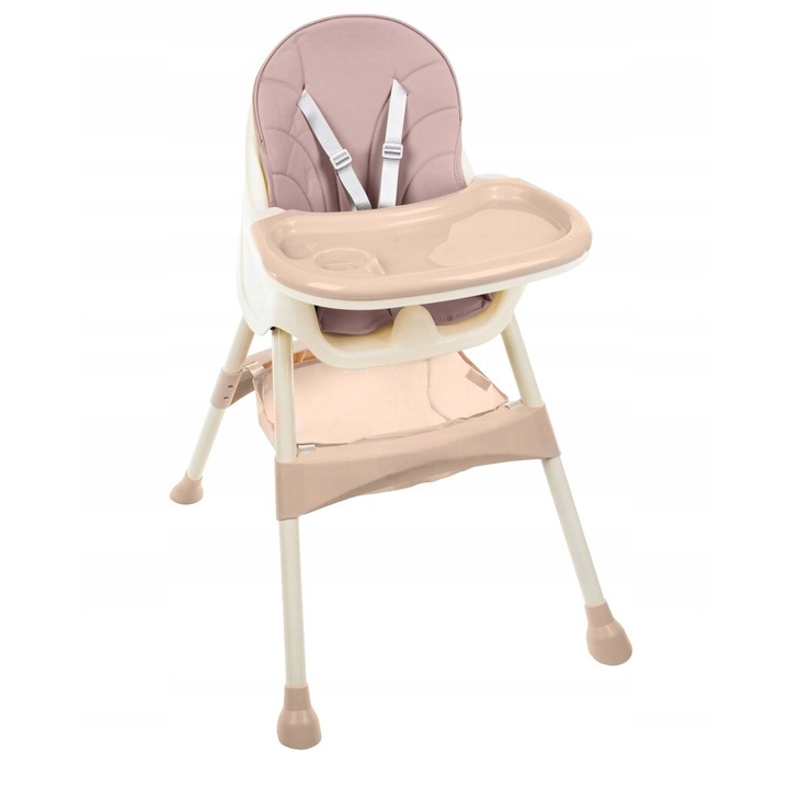 Scaun de masa bebe 3 in 1, reglabil, pliabil, cu tavita si cos de accesorii, multicolor