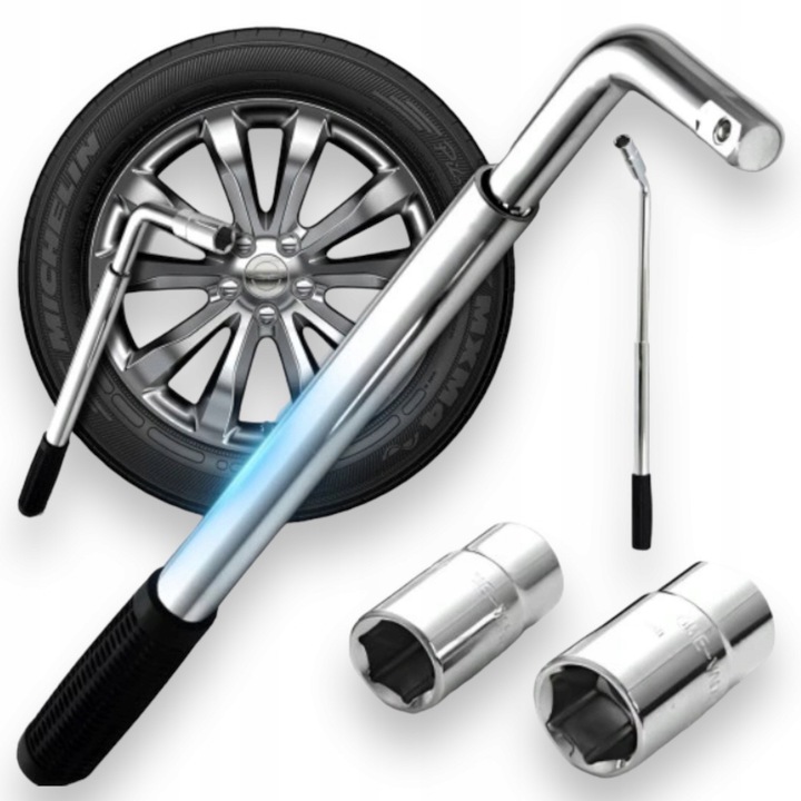 Set cheie telescopica roti auto, Inox, 17-19 mm, Gri