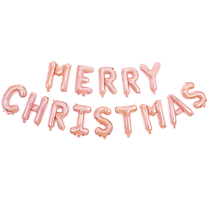 "BOLDOG KARÁCSONY" lufi szett, önzáró, kiváló minőségű alumínium, rózsaszín arany