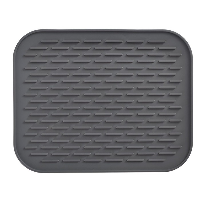 Силиконова подложка за отцеждане на съдове, Flippy, домакинска, устойчива на висока температура, изолатор, 30x24 см, черна