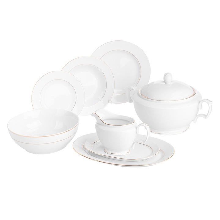 Asztali készlet, MARIAPAULA, Porcelán, Fehér, 6 személyes, 23 db