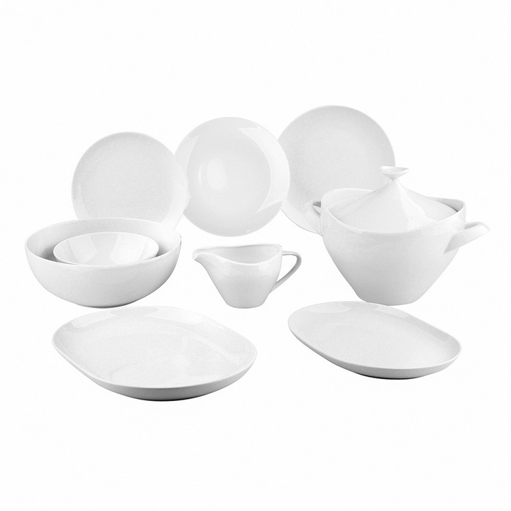 Vacsorakészlet, MARIAPAULA Moderna, porcelán, fehér, 24 részes, 6 személyes
