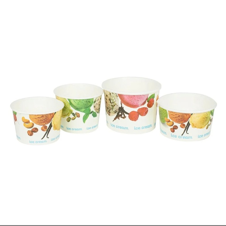 Cupe din carton pentru inghetata, ice cream 100 buc, 100 cc, lotfi