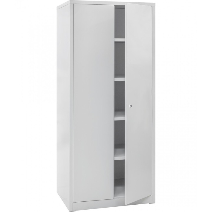 Dulap metalic, fiset demontabil, modular 1700 x 800 x 400 mm cu 2 usi, 4 polite, gri RAL 7035 Mar-Ina