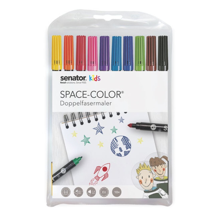 Двувърхи флумастри Senator DFP8081, 10 цвята опаковка от 2 броя
