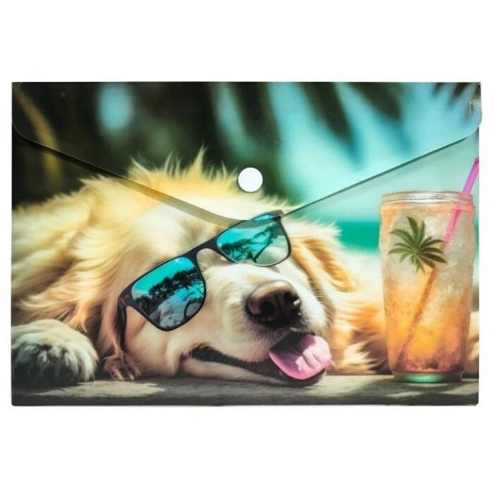 Plic A5 Panta Plast Chillout Dog, inchidere cu capsa, 237x178 mm