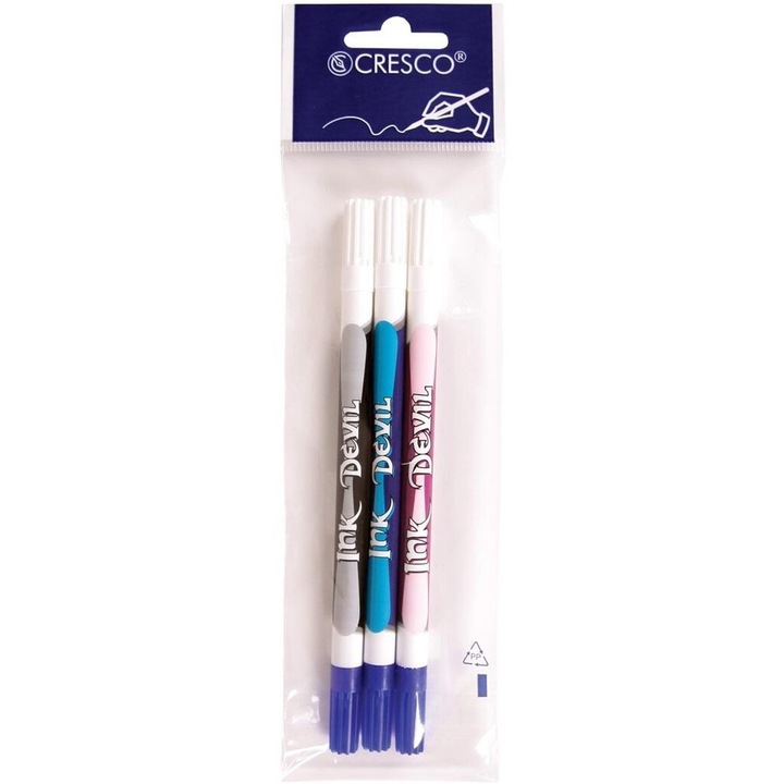 Set 3 corectoare cu radiera Ink Devil, Cresco, 228x70mm