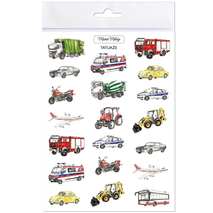 Set Tatuaje temporare Mama Maluje, 20 modele, multicolor, 19x14cm, +3 ani