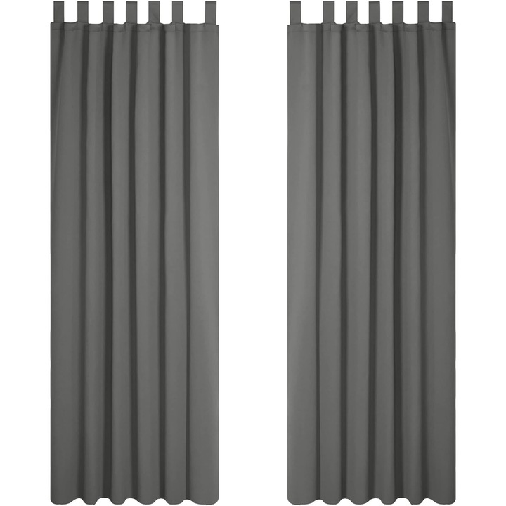 Set de 2 Perdele, Deconovo, opace, termoizolante, 245 x 140 cm, Gri