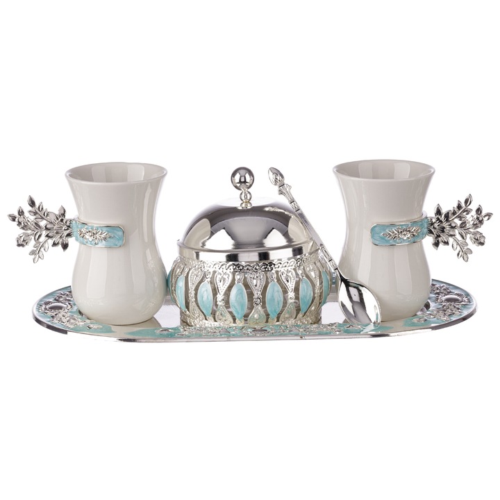 Set cafea doua persoane baby blue