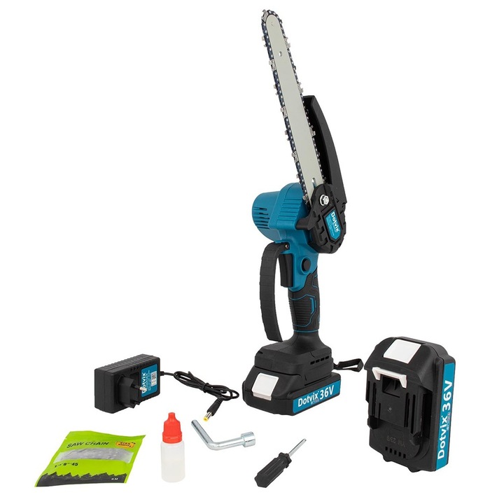 Mini drujba electrica, lama de 15cm cu 2 acumulatori, portabila cu geanta