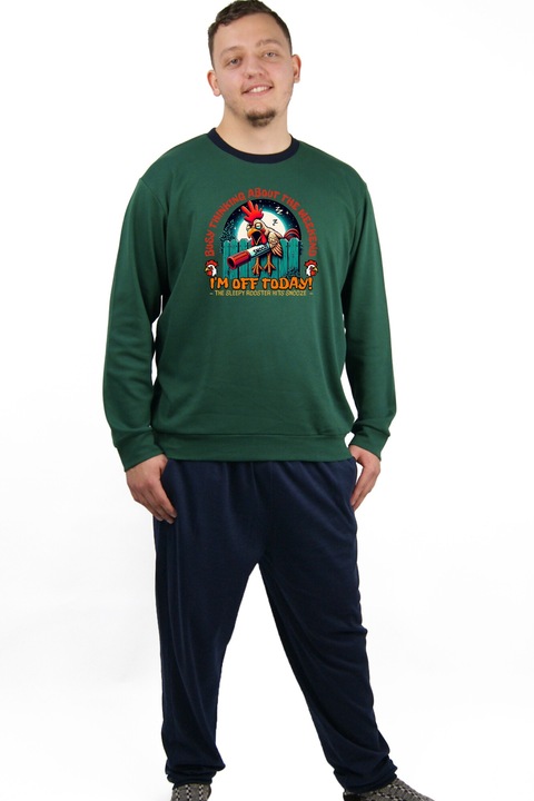 Ferfi pizsama almos kakasmintaval, Zöld