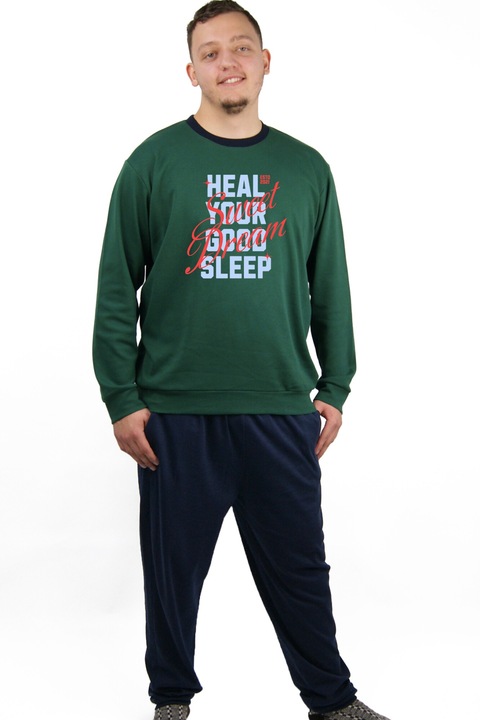 Ferfi pizsama edes alom mintaval, Zöld