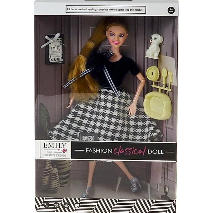 ADAR baba, 29cm, kiskutyával és kiegészítőkkel, 33x22x6cm