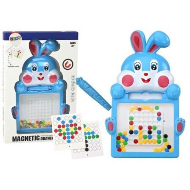 Tabla Magnetica LEANToys, 7 Modele, Stilou Magnetic, Albastru, 30.5x18.5x3cm