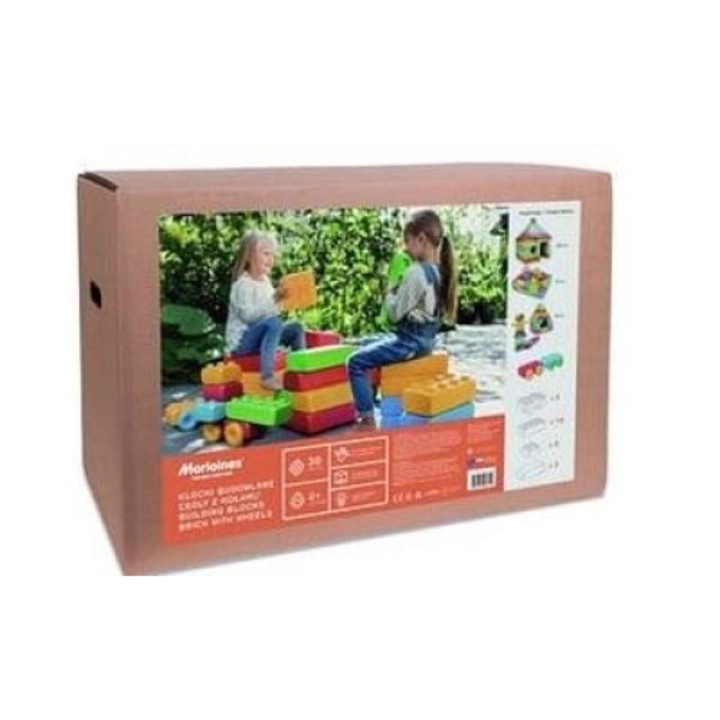 Конструктор Marioinex, тухлички с колела, 30 части, многоцветни, 800x510 мм