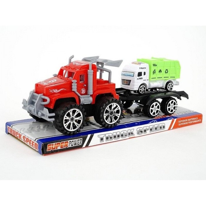 Teherautó garnitúra platóval és ADAR autóval, PVC, 36x14x13cm, +3 év