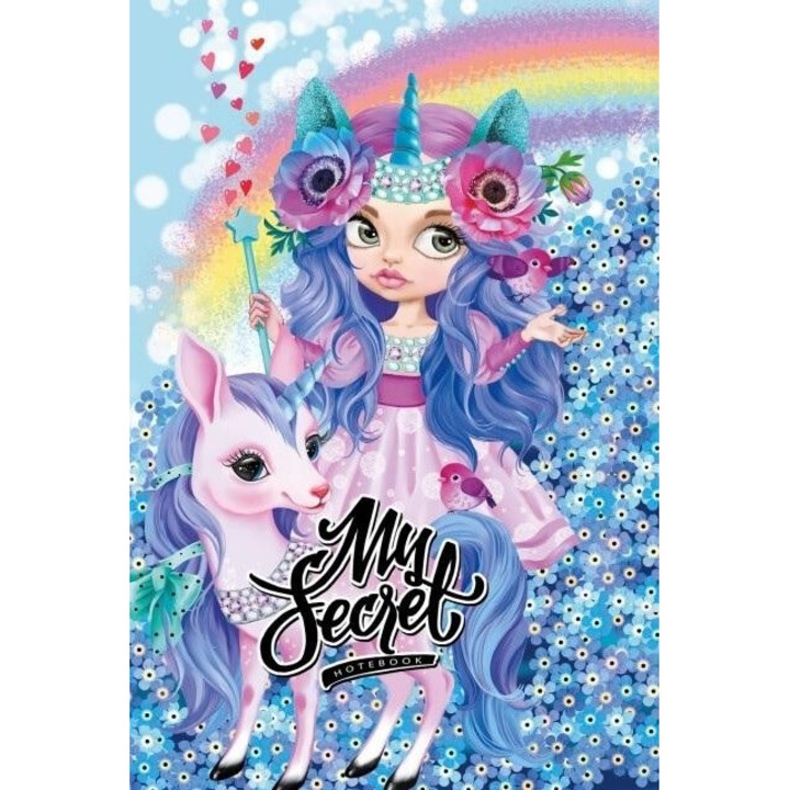 Agenda Fresh, 48 file, coperta tare cu brocart, unicorni, 197x135 mm