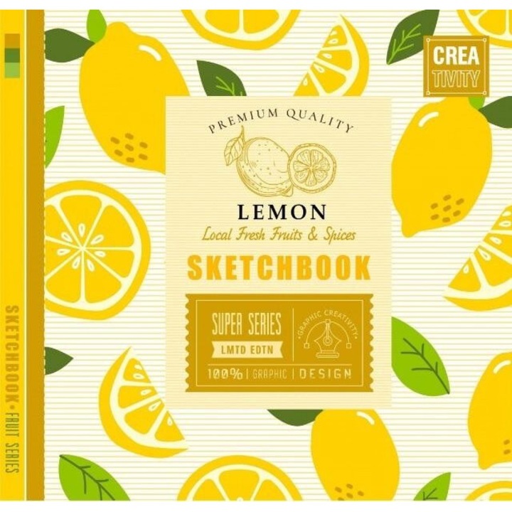 Caiet de schite Fresh, 200x200mm, 36 pagini, 100g/m2, culoare lamaie, coperta tare