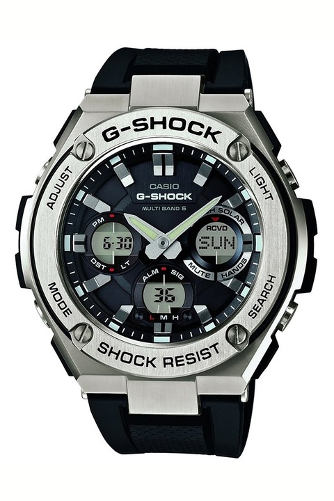 Casio, Часовник G-Shock със смесен дисплей, Сребрист, Черен