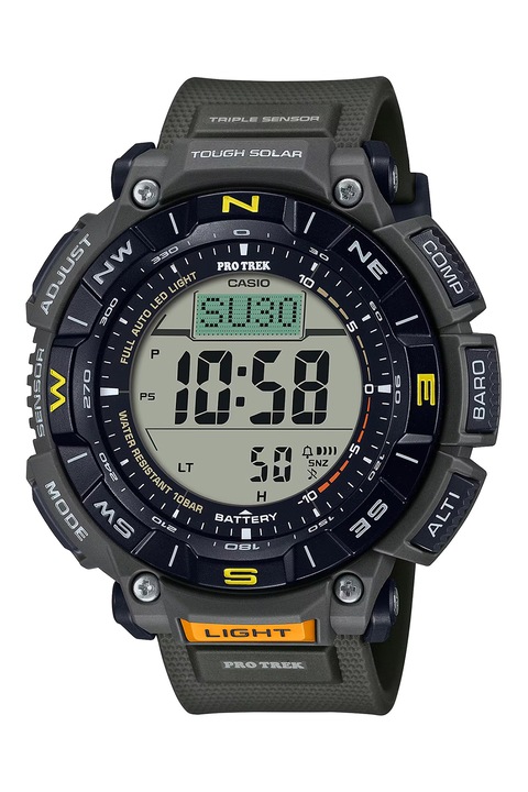 Casio, Часовник с каишка от смола, Черен, Каки