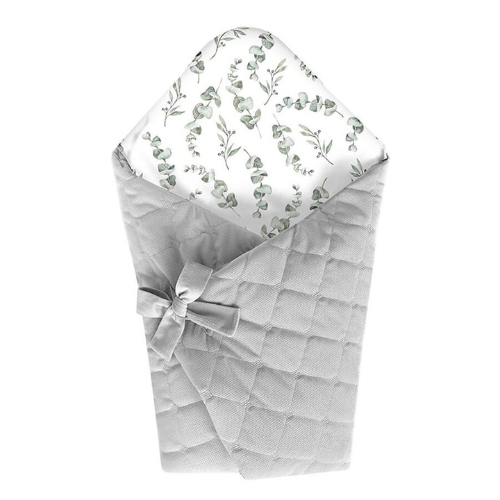 Sac de dormit bebe Baby Steps Eucaliptus Gray, bumbac, velvet, 75x75cm, antialergic