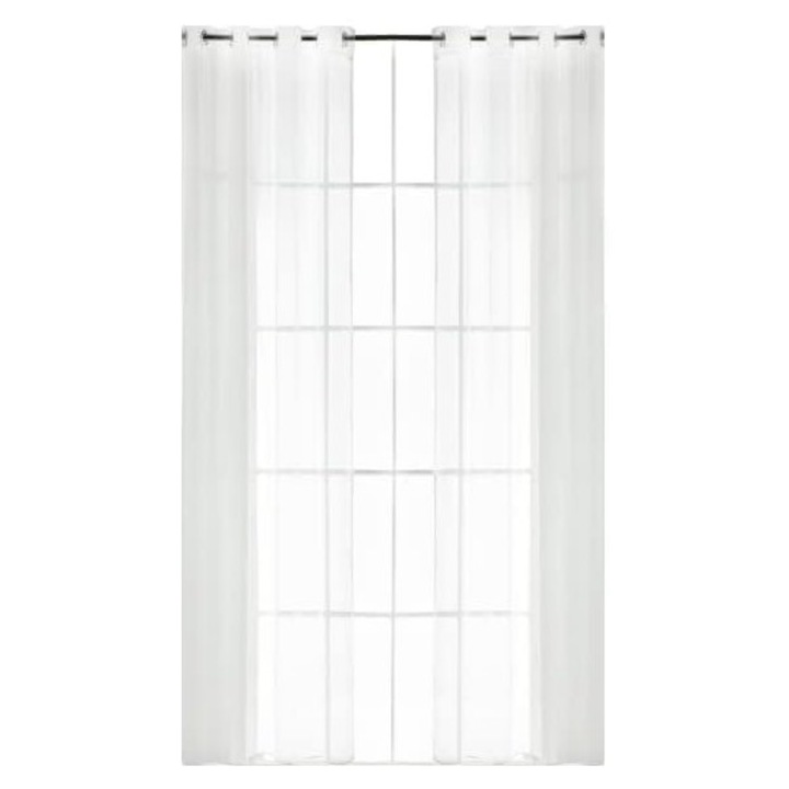 Set de 2 draperii transparente ENGLISH HOME, cu gauri pentru inele, pentru living si dormitor, 140 x 255cm, alb