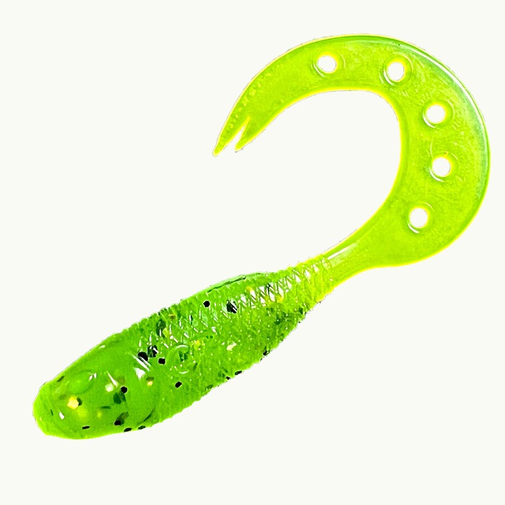 Shad MYSTIQUE7 Set 5 buc, 7cm, culoare Chartreuse Pepper, MY7D018, pentru pescuit la biban, salau, stiuca sau somn