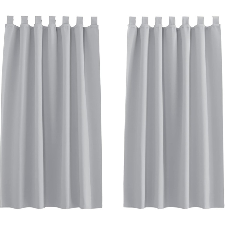 Set de 2 perdele Pony Dance, 140 x 145 cm, gri deschis, cu bucle, termoizolante