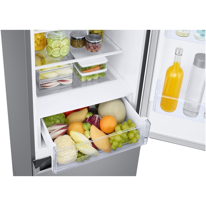 Combina frigorifica Samsung RB38C600CS9/EF, 390 l, Clasa C, Total No Frost, All-Around Cooling, Compresor Digital Inverter, WiFi, AI Energy, Smart Control, H 203 cm, Inox