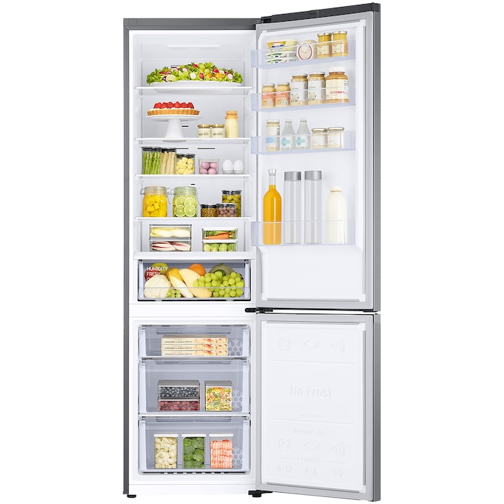 Combina frigorifica Samsung RB38C600CS9/EF, 390 l, Clasa C, Total No Frost, All-Around Cooling, Compresor Digital Inverter, WiFi, AI Energy, Smart Control, H 203 cm, Inox