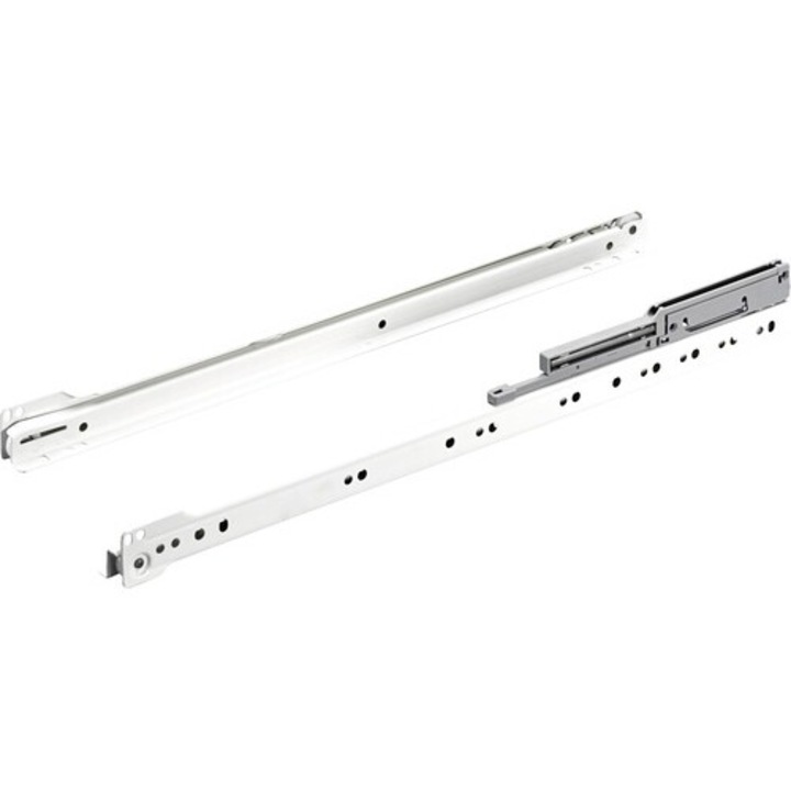 Glisiere Tip Sina Cu Bile Hettich 500mm, Max. 20kg, Cu Amortizor, Otel Vopsit Alb, 1 Pereche