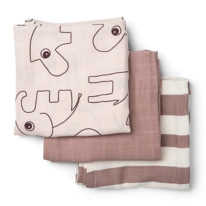 Done by Deer, 3 db-os pelenka készlet, pamut, barna, 70x70 cm