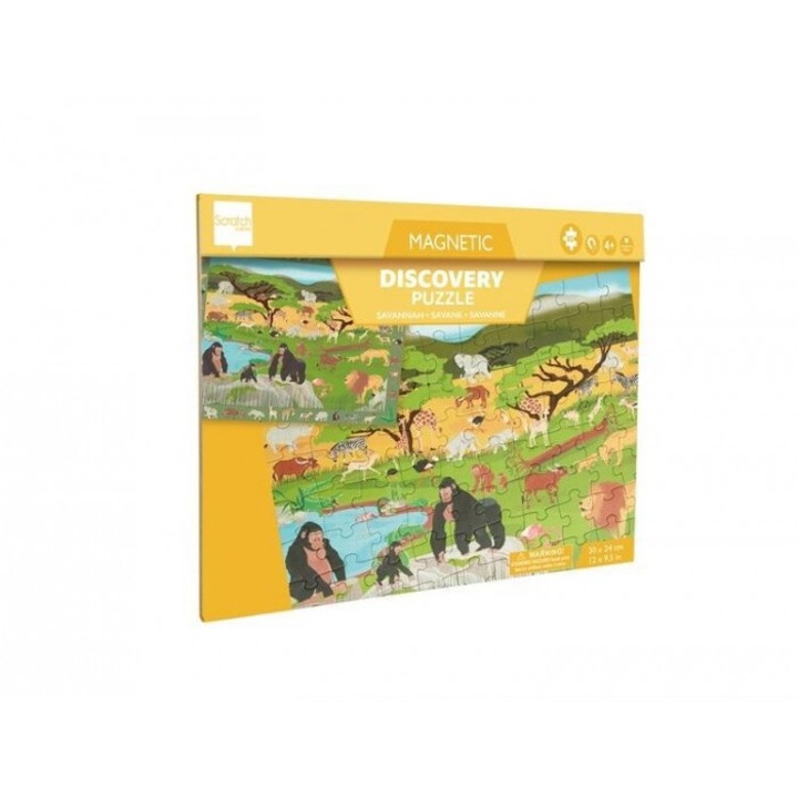 Магнитен пъзел 2 в 1, Scratch, Sawanna, 80 части, 31x53 см