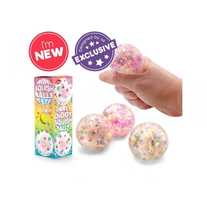 Set 3 antistressz labda One for Fun, mini parti formák, többszínű, 52x150 mm