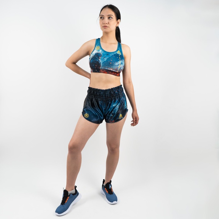 Short kickboxing Feminin ARMURA Valkyrie, Albastru, Albastru