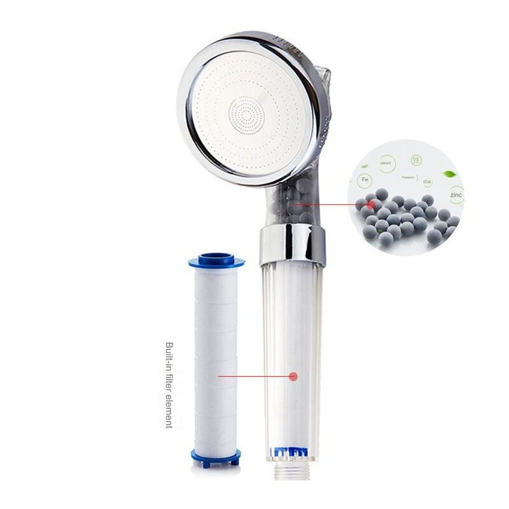 Para de Dus cu Filtru de Bumbac pentru Purificarea Apei si Ioni Negativi, Transparent