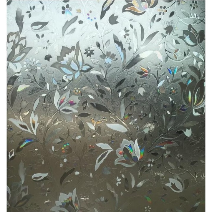 Самозалепващо фолио за прозорци със слънцезащита, флорален мотив, DAVIDAMI CONCEPT®, размер 200 см х 60 см