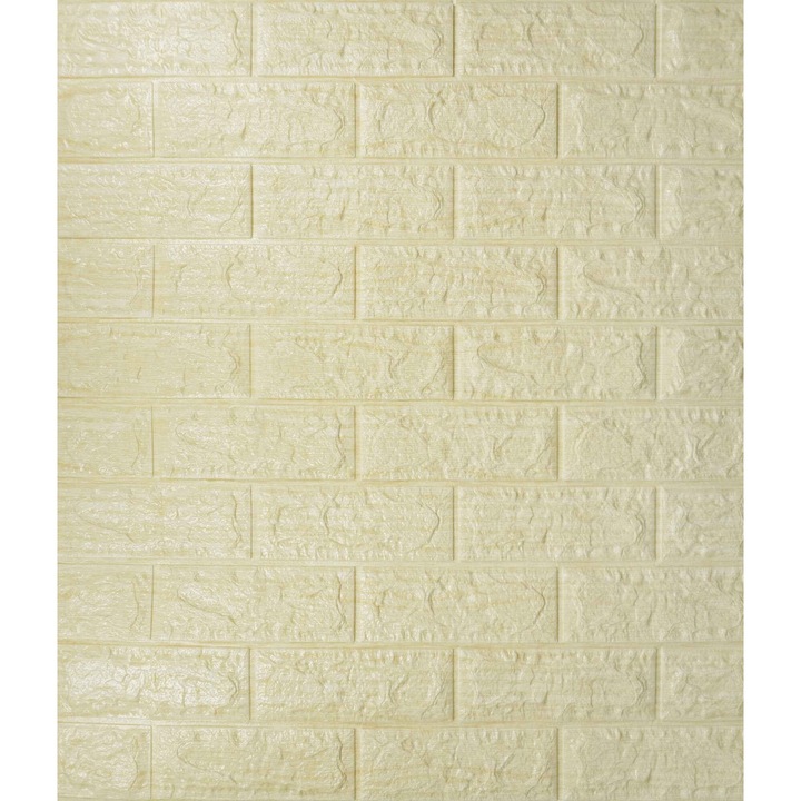 Set 4 Buc Placi Autoadezive 3D Pentru Perete 70 cm x 77 cm Model Caramida, Crem