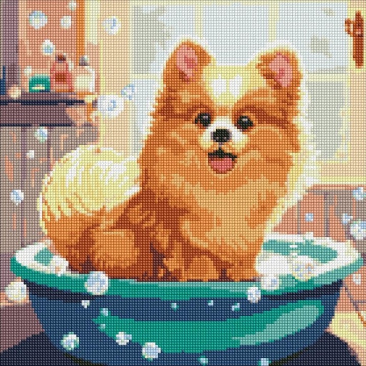 Set mozaic cu diamante, Ideyka, Little Fluffy, 40x40cm, Multicolor