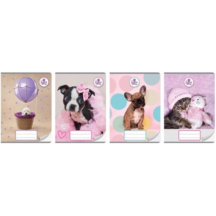 20 db A5-ös füzet készlet, Beniamin The Sweet Pets, 16 lap, színes vonalak, 158x213 mm
