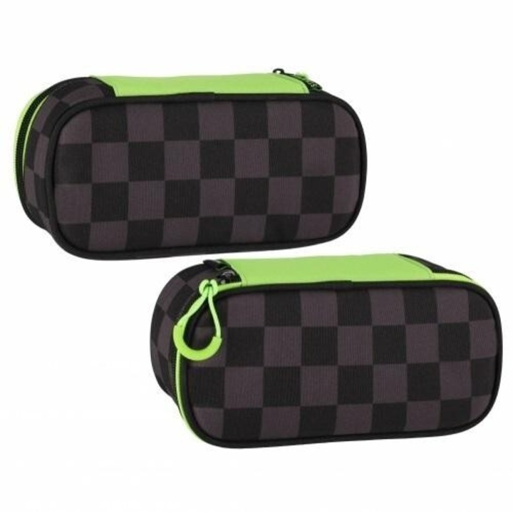 Ovális tolltartó cipzárral, Starpak, strapabíró anyag, fekete, 6x22x10cm