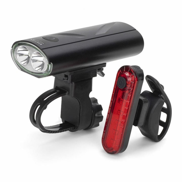 Set De Lumini De Bicicleta Cu Led-Uri, Montis, Mt107, Baterie Reincarcabila Litiu-Ion 1200Mah, Port De Incarcare Usb De Tip C, Rezistent La Cadere De 1 Metru, Rezistent La Apa Ipx5
