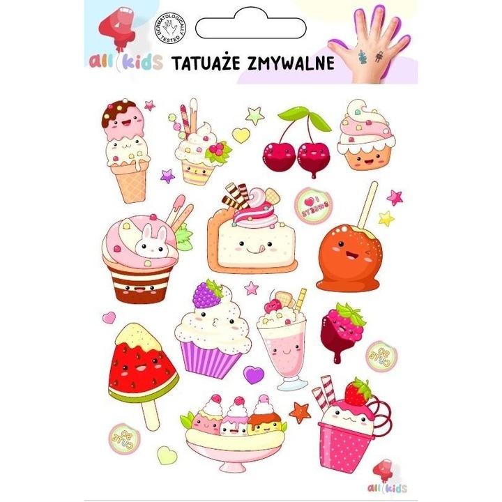 Set tatuaje temporare All4Kids, dermatologic testate, 3+, 100x150mm